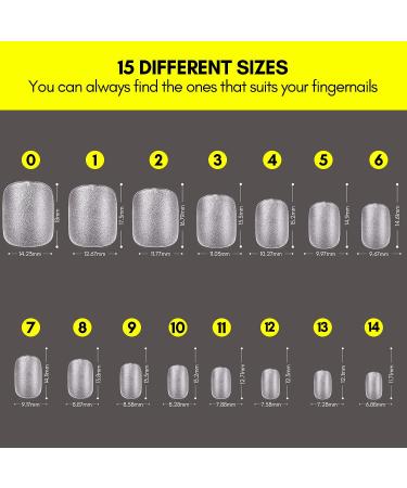 Makartt Squoval Nail Tips 360 PCS Extra Short Pre-buffed Soft Gel Full Cover Square | 15 Sizes Fake Nails Clear Press On Soak Off Gelly Tips for Nail Extensions - Buy Online on GoSupps.com