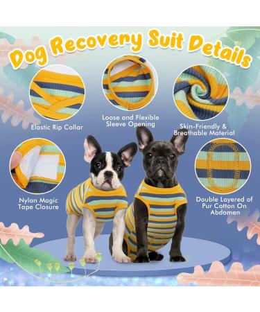 Kuoser Breathable Post-Op Dog Body Suit | Medical Recovery Wear for Dogs & Cats | Green & Yellow - Ideal After Surgery & Castration - Buy Online on GoSupps.com