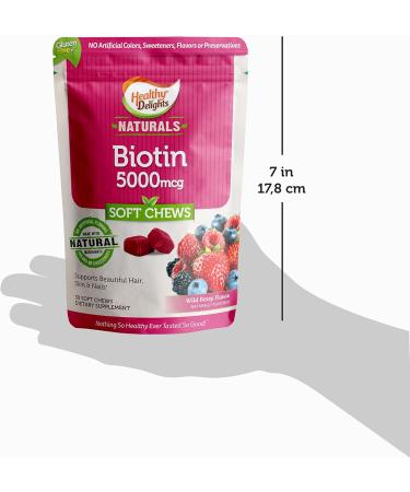 Healthy Delights Naturals Biotin Soft Chews - 30 Count, Wild Berry Flavor | Supports Hair, Skin & Nails - Buy Online on GoSupps.com