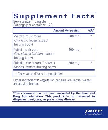 Pure Encapsulations M/R/S Mushroom Formula | Immune Health Support | 120 Capsules - Buy Online on GoSupps.com