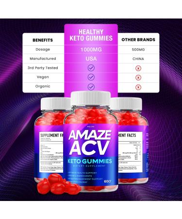 (2 Pack) Amaze Keto ACV Gummies - Advanced Formula for Shark Tank Results - 120 Dietary Support Supplement - Buy Online on GoSupps.com