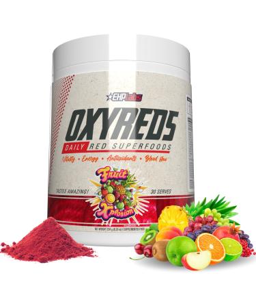 EHP Labs OxyReds Superfood Beets Powder - Nitric Oxide Supplement Organic Beet Root Powder Immune Support Supplement & Prebiotics for Digestive Health Beet Powder - Fruit Xplosion 30 Servings