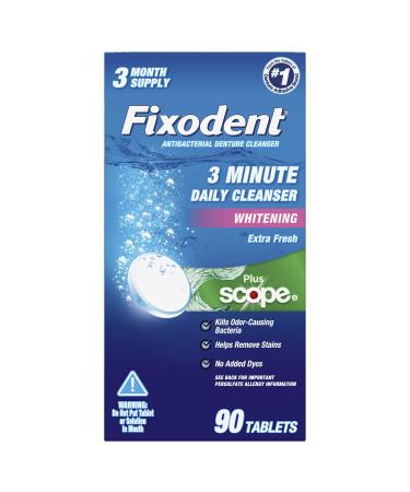 Fixodent 3 Minute Daily Cleanser Tablets Plus Scope - 90 ct 90 Count (Pack of 1) - Buy Online on GoSupps.com