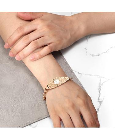 Personalized MunsteryAid Women's Medical Alert ID Bracelet - Custom Emergency Jewelry 6.0-8.5 Inches Rose Gold with White Symbol - Buy Online on GoSupps.com