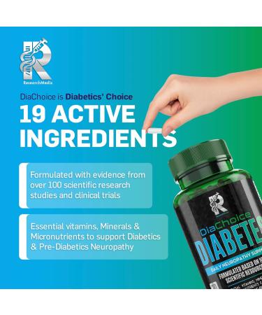 DiaChoice Neuropathy Support with Alpha Lipoic Acid 600 mg, to Fortify Nerve Health & Support Healthy Nerve Function, ALA, Co Q10, Magnesium, Zinc, Vitamins B12, B9, B6, B3, B2, B1, D, C, E & 5 more - Buy Online on GoSupps.com