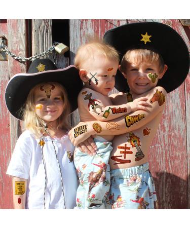 Konsait Western Cowboy Temporary Tattoos - Assorted Wild West Collection for Rodeo & Cowboy Parties (6 Sheets) - Buy Online on GoSupps.com