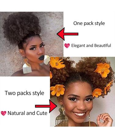 MEIRIYFA Afro Puff Drawstring Ponytail - Short Curly Synthetic Hair Extension Bun with Clips (Black) - Buy Online on GoSupps.com