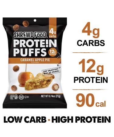 Shrewd Food Protein Puffs - High Protein Dessert Snack, Low Carb Cereal, Peanut Free, Gluten Free - 12g Protein - Caramel Apple Pie & Cookies and Cream - 8 Pack - Buy Online on GoSupps.com