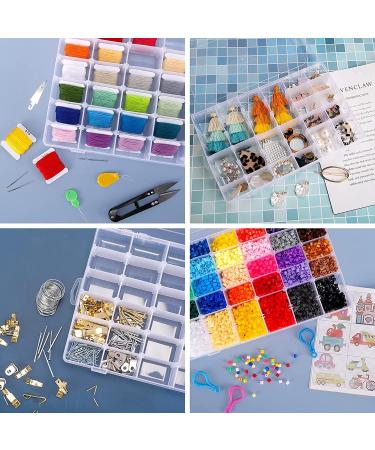 UOONY 3 Pack 36 Grids Plastic Organizer Box with Adjustable Dividers - Craft & Jewelry Storage Container with 400pcs Label Stickers - Buy Online on GoSupps.com