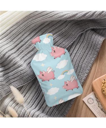Flying Pig Hot Water Bottle with Plush Cover - Ideal Hand Warmer for Adults & Kids | 26.5x15.3cm | International Shipping - Buy Online on GoSupps.com