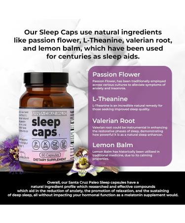 Santa Cruz Paleo Sleep Caps with L-Theanine Lemon Balm Passion Flower & Valerian Root Melatonin-Free Nighttime Relaxation Paleo & Keto Friendly Sugar & Gluten Free 60 Capsules 60 Count (Pack of 1) - Buy Online on GoSupps.com