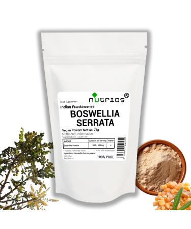 BOSWELLIA SERRATA Poudre d'encens indien Acide boswellique 100 % pure sans charges liants ou agents de charge (75 g)
