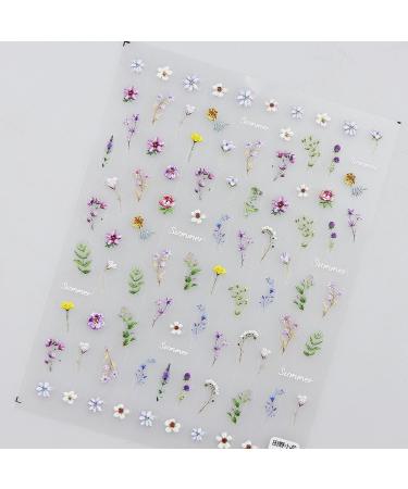 JMEOWIO 3D Embossed Flower Spring Summer Floral Nail Art Stickers Decals Self-Adhesive 5D Nail Supplies Nail Art Design Decoration Accessories 1 Sheets - Buy Online on GoSupps.com