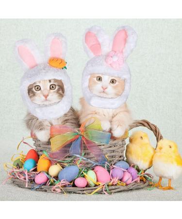 AnyDesign 2Pcs Easter Pet Bunny Hat Cute Funny Rabbit Hat with Ear Adjustable Holiday Dog Cat Head Wear Easter Party Pet Accessories Supplies for Small Dog Cat - Buy Online on GoSupps.com