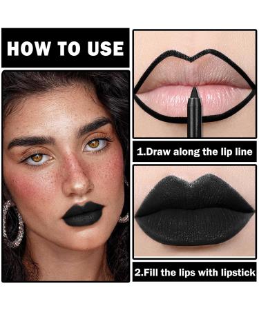 NVLEPTAP Lip Color Set - Matte Black Lipstick Lip Liner Gloss & Stain for Goth Cosplay & Halloween Makeup - Buy Online on GoSupps.com