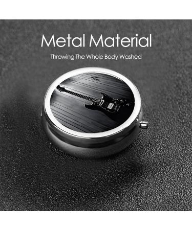 Electric Guitar Mini Round Pill Box - 3 Compartment Portable Medicine Organizer for Travel Home & Office - Buy Online on GoSupps.com