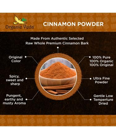 Organic Veda Cinnamon Powder - 100% Pure & Organic Ground Cinnamon Bark - 8 oz - Ideal for Cooking, Baking, Coffee & Tea - Buy Online on GoSupps.com