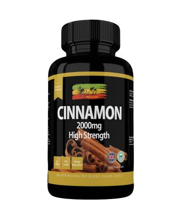 Cinnamon Tablets - 2000mg Blood Sugar Levels Control Supplement - High Strength Metabolism Support - Vegan & Vegetarian Extract Made in The UK