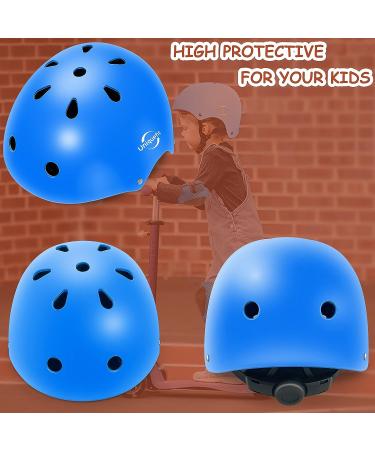 Kids Protective Gear Set - Helmet Knee Elbow Pads Wrist Guards for Outdoor Sports - Blue - Ages 8-13 - Buy Online on GoSupps.com