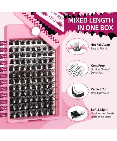 Pro Individual Eyelashes - 96 PCs Cluster Lashes with Rotating Mirror | DIY Eyelash Extensions | C Curl 10-16 Mix - Buy Online on GoSupps.com