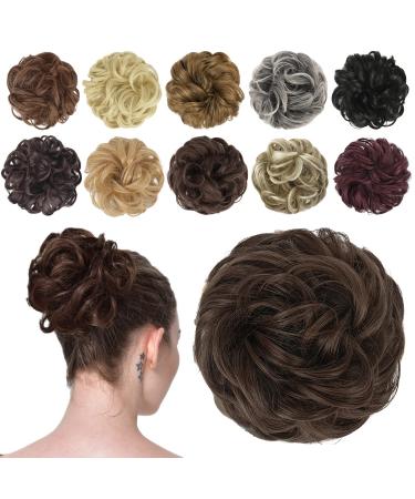 FESHFEN Messy Bun Hair Piece Hair Bun Scrunchies Synthetic Wavy Curly Chignon Ponytail Hair Extensions Thick Updo Hairpieces for Women Girls Kids 1PCS