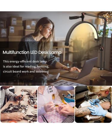 TopDirect Desk Lash Light - LED Eyelash Lamp with Phone Holder for Beauty, Nail Art, Tattoo - 3 Color Lash Extension Light - Ideal for Skincare, Lashes, Eyebrows - Black - Buy Online on GoSupps.com