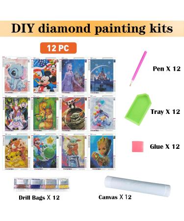 FFPTBNYX 12 Pack Diamond Painting Kits for Adults - 5D DIY Art with Round Full Drill Diamonds - Beginners Gem Paintings for Home Decor - 12X16 Inch - Buy Online on GoSupps.com