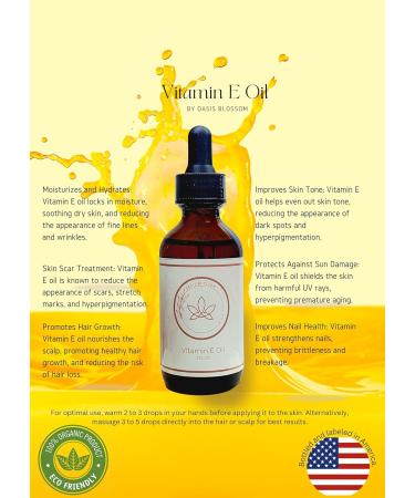 Organic Vitamin E Oil for Skin & Scars - 100% Pure & Natural - 74000 IU - 2 Fl. Oz - Best for Face & Body Care - Buy Online on GoSupps.com