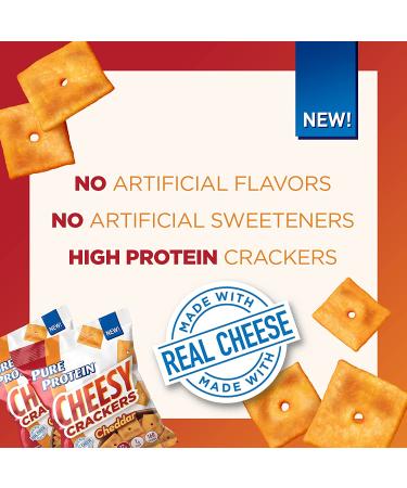 Pure Protein Cheddar Cheesy Crackers - High Protein Snack, 12G Protein, 1.34 oz, 12 Count - Buy Online on GoSupps.com