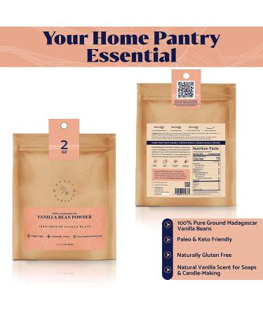 Madagascar Pure Vanilla Bean Powder - Ideal for Baking, Coffee, Protein Shakes - Keto & Paleo Friendly, Sugar-Free - Ground Vanilla Bean Powder, No Additives - 2oz Pack - Buy Online on GoSupps.com