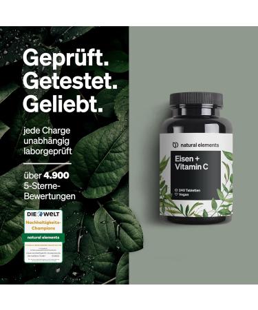 Buy Vegan Iron Tablets with 40mg Natural Vitamin C - 240 Bioavailable Iron Bis Glycinate Chelate - High Dose Additive-Free | International Shipping - Buy Online on GoSupps.com