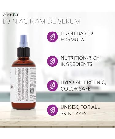 PURA D'OR 3.3 Oz B3 Niacinamide Advanced Facial Serum - Skin Care Formula with Retinol For Wrinkles Hydration & Radiant Complexion - All Skin Types Hypoallergenic - Women & Men 3.3 Ounce (Pack of 1) - Buy Online on GoSupps.com