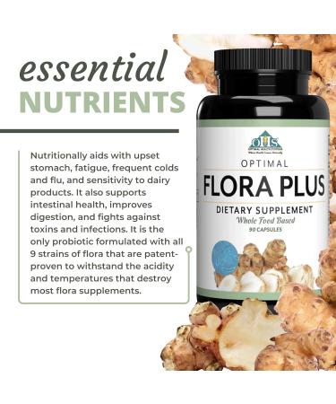 Optimal Health Systems Flora Plus | Ultimate Intestinal & Digestion Health | 9 Patented Probiotics + Artichoke + Opti-Blend System | 90 Capsules - Buy Online on GoSupps.com