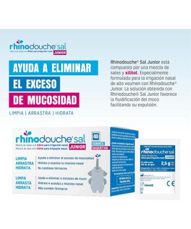 RHINODOUCHE Junior Salt. 40 sachets of 2.5 g containing a mixture of salts with xylitol to perform nasal irrigation with the RHINODOUCHE Junior device (device not included) - Buy Online on GoSupps.com