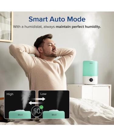 LEVOIT Smart Cool Mist Humidifier with Essential Oil Diffuser and Auto Humidity Adjustment - Ideal for Bedroom, Nursery, and Plants - Remote Controlled - Ultrasonic Technology - 3L Capacity - Green - Buy Online on GoSupps.com