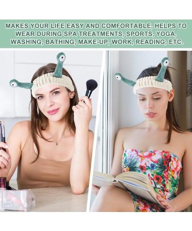 Molain Facial Washing Brick & Snail Spa Hair Band - Cute Cartoon Fleece Headband for Women - Elastic Makeup Forehead Straps - Creative Face Washing Accessories - Buy Online on GoSupps.com