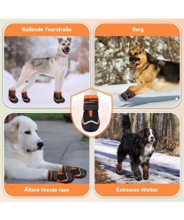 Slowton Dog Shoes - Waterproof Non-Slip Boots for Small & Medium Dogs | Reflective Velcro Fasteners | Winter Paw Protection (S-Orange Size 7) - Buy Online on GoSupps.com