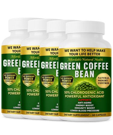 Green Coffee Bean Extract 100% Pure Green Coffee Bean Capsules 50% Chlorogenic Acid 1000 mg Strength 240 Capsules 8 Month Supply Non-GMO and Gluten Free Traditional Herbal Supplement