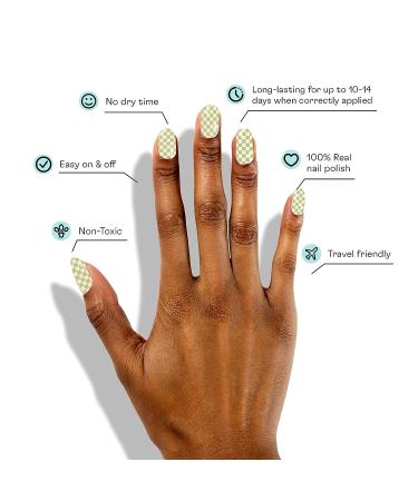 Green Checkered Nail Design Nail Polish Strips | Vegan & Cruelty-Free | No Dry Time & Long Lasting - Buy Online on GoSupps.com