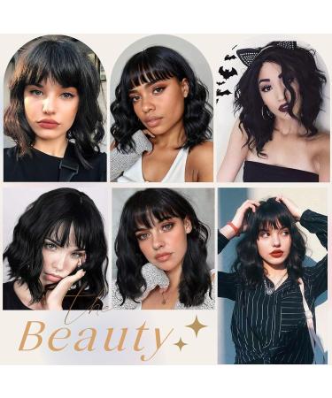 Kellynee Black Curly Bob Wig with Bangs - Stylish & Versatile Heat Resistant Synthetic Hair for Women | Perfect for Daily Wear & Special Occasions - Buy Online on GoSupps.com