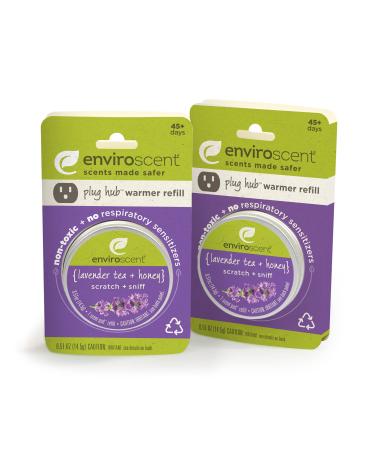 Enviroscent Non-Toxic Room & Home Air Freshener Refills for Plug-in Plug Hub (Lavender Tea + Honey) Pack of 2 Liquidless Scent Pods | Infused with Essential Oils