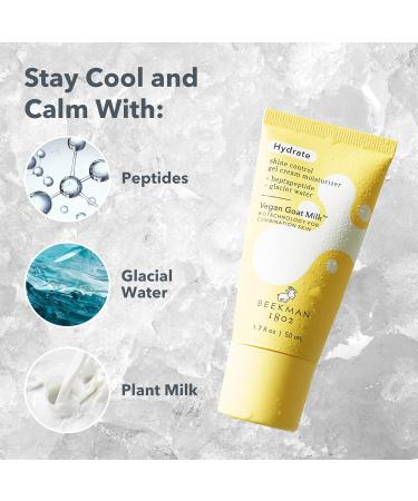 Beekman 1802 Shine Control Gel Cream Moisturizer - Non-Comedogenic Sensitive Skin 1.7 fl oz - BioMilk 1% Heptapeptide & Glacier Water - International Shipping Available - Buy Online on GoSupps.com