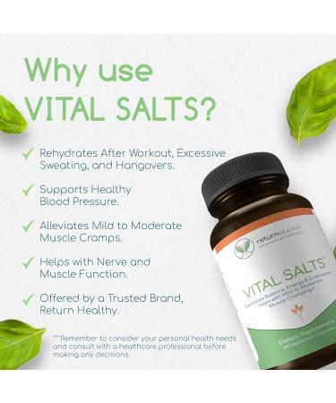 Vital Salts Electrolyte Supplements - Energy Endurance & Muscle Cramps Relief - Blood Pressure Support - 120 Capsules for Optimal Health - Buy Online on GoSupps.com