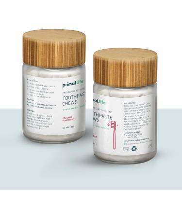 Primal Life Organics Dirty Mouth Toothpaste Chews - Nano-Hydroxyapatite Whitening Vegan Tablets - Gluten Free Paleo - Polished Peppermint Jar - Buy Online on GoSupps.com