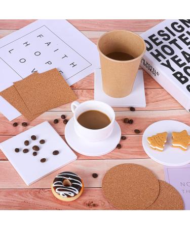 Ruisita 16 Pack White Ceramic Coasters with Cork Backing Pads - 4 Inch Round & Square Tiles for Arts and Crafts - Buy Online on GoSupps.com
