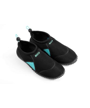 Bestif bathing shoes men women |Swimming shoes neoprene water shoes Cordelstrokes |Light and comfortable |Black blue size.36-45 39 EU black turquoise