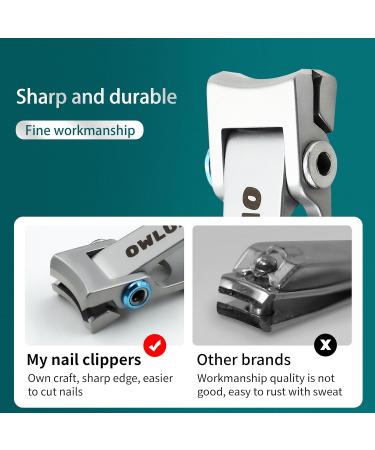 Toe Nail Clippers for Thick Nails - Ultra Sharp Wide Jaw Nail Clippers with Catcher for Fingernails & Toenails - Heavy Duty Curved Edge Nail Clipper Set by Owluxe in Gift Box for Men Women & Elderly - Buy Online on GoSupps.com