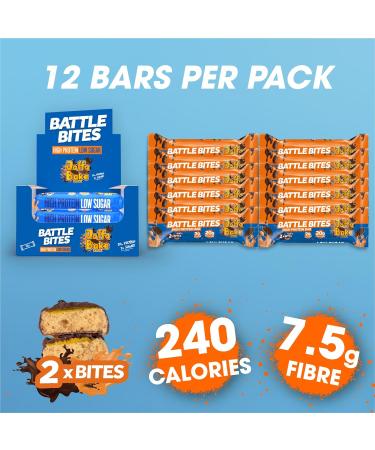 Battle Bites High Protein Bars - Jaffa Orange Flavour - 12 x 62g, Low Sugar, High Fibre, Non-GMO - 20g Protein, 7.5g Fibre, 240 Calories - Made in UK - Chocolate Orange (12 Count) - Buy Online on GoSupps.com