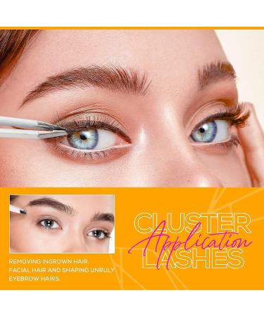 CAELYMINE Precision Tweezers for Eyelashes and Facial Hair Removal - Stainless Steel, White - Women & Men - Buy Online on GoSupps.com