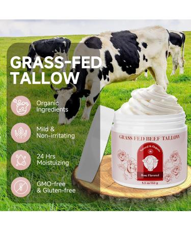 Beef Tallow for Skin Beef Tallow For Face Tallow Face Moisturizer Rose-Flavoured Whipped Tallow Face Cream Moisturizer Beef Tallow Blam Grass Fed Body Lotion Skin Care 5.3 OZ (Pack of 1) 5.3 Ounce (Pack of 1) - Buy Online on GoSupps.com